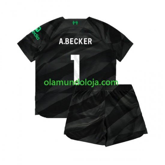 Camisola Liverpool A.Becker 1 Guarda-redes Criança Equipamento Segundo 2023-2024 Manga Curta